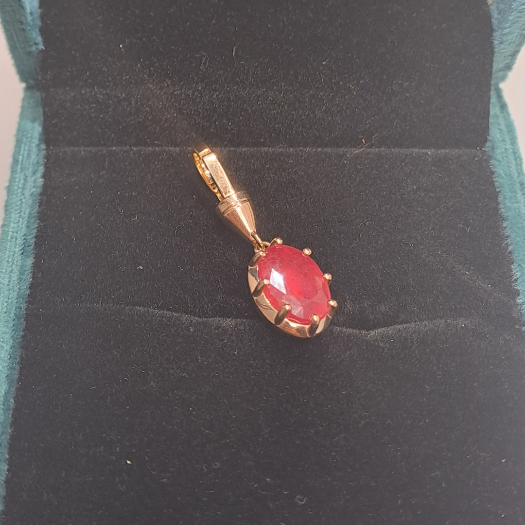Ruby Button Pendant