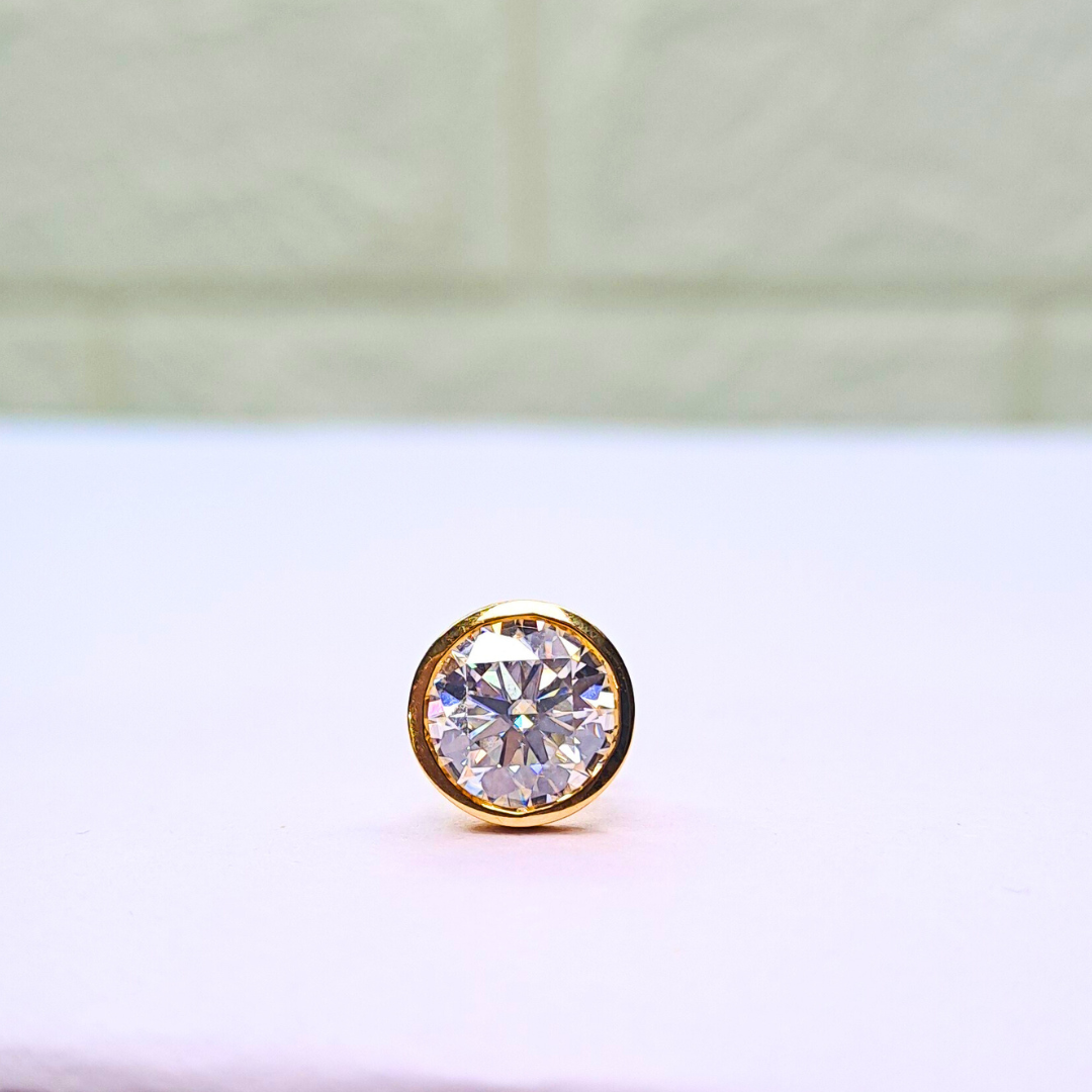 Men Solitaire Earring - Bezel Round (1.5CT)
