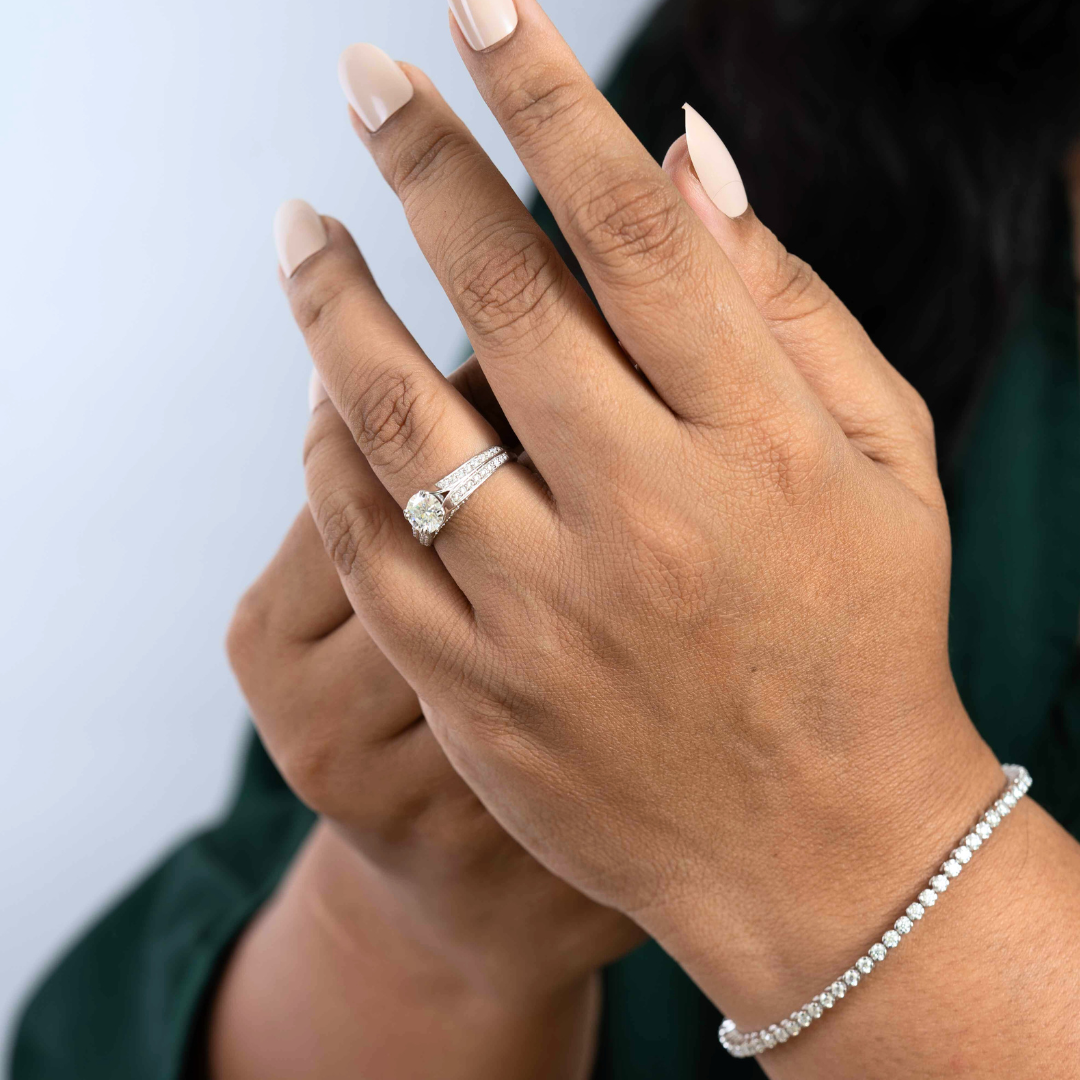 Naro Solitaire Ring Set with Split Shank (18KT Gold) Next Day Ship