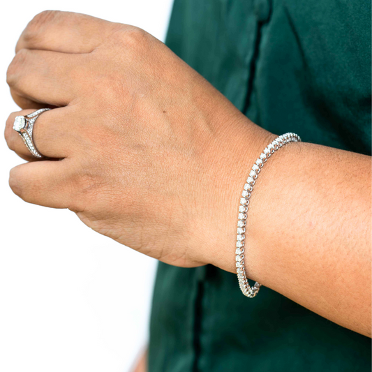 Cupcake Setting Bracelet (10 cents) in Moissanite and Lab Diamond by Vai Ra