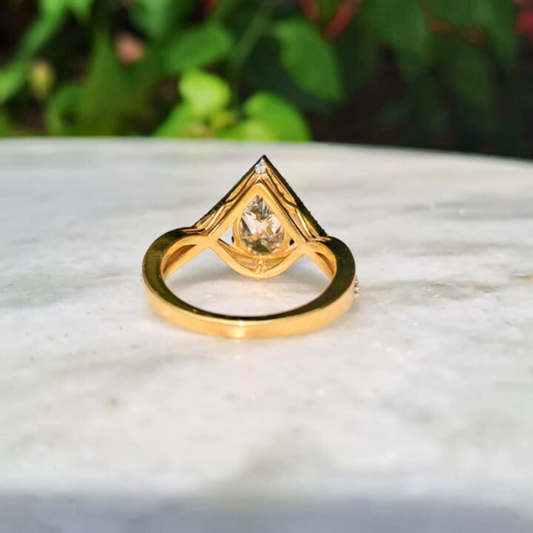 Pear Art Deco Diamond and Moissanite Ring by Vai Ra