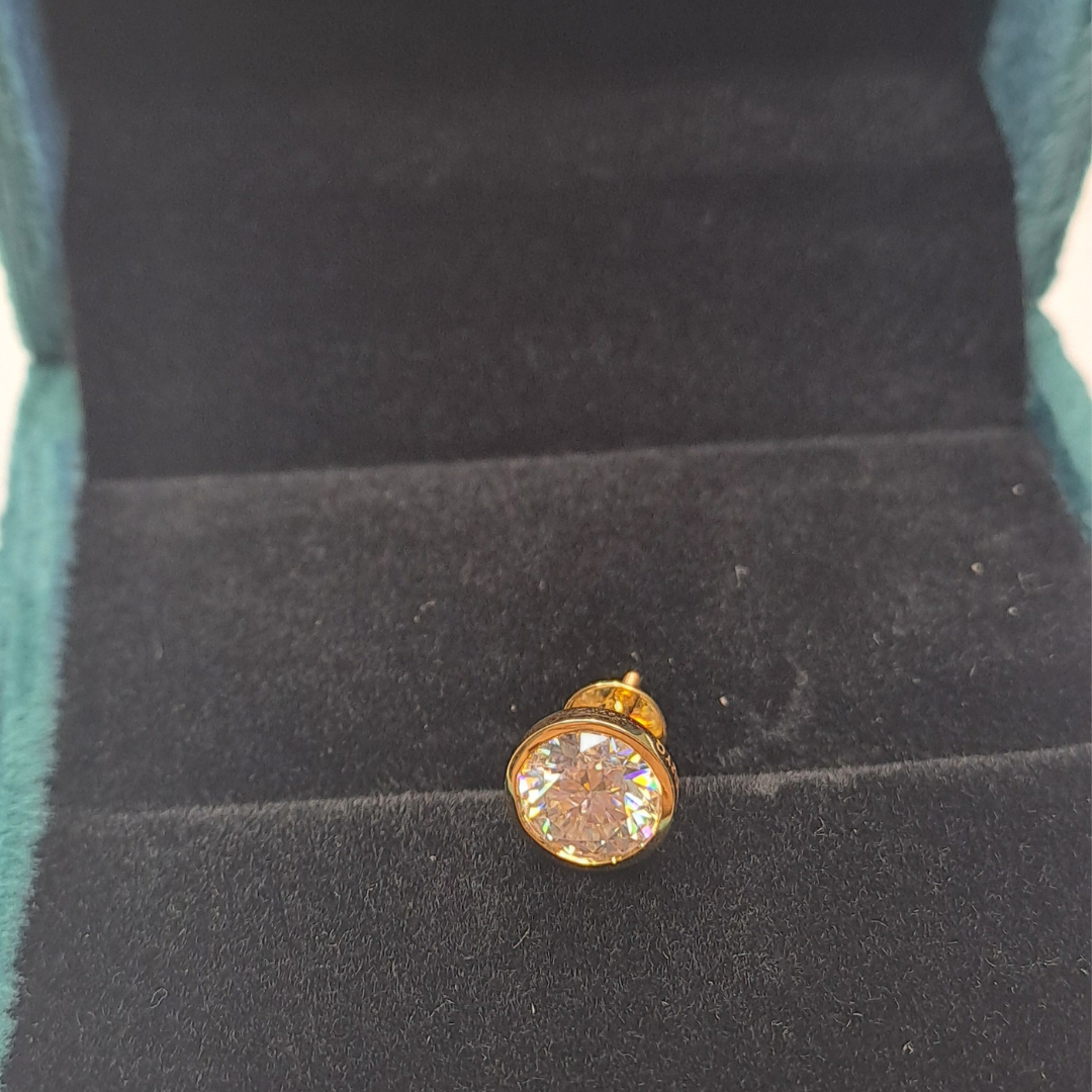 Men Solitaire Earring - Bezel Round (1.5CT)