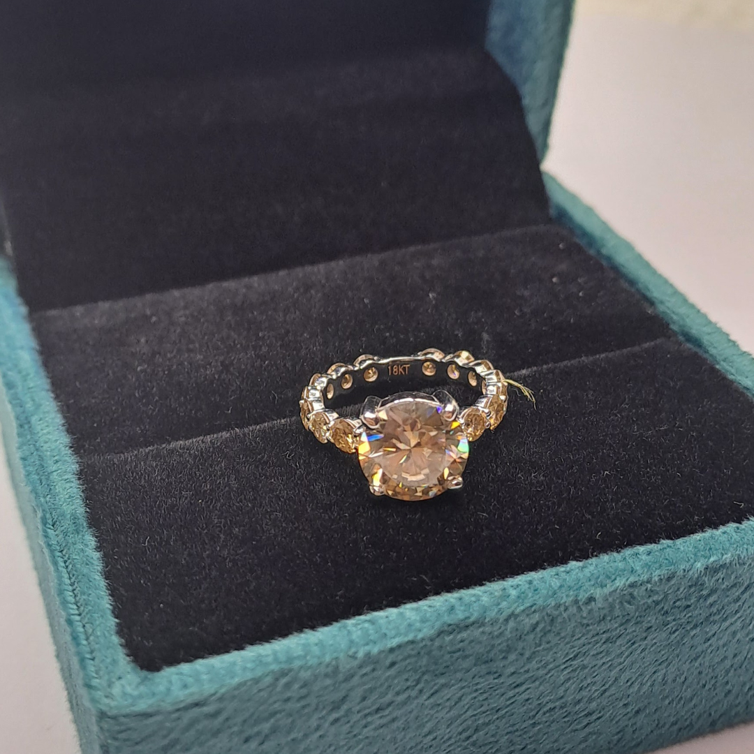 Jiva Yellow Diamond Halo Ring in Moissanite and Lab grown by Vai Ra
