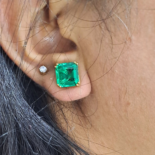 Patra Emerald Solitaire Earrings by Vai Ra