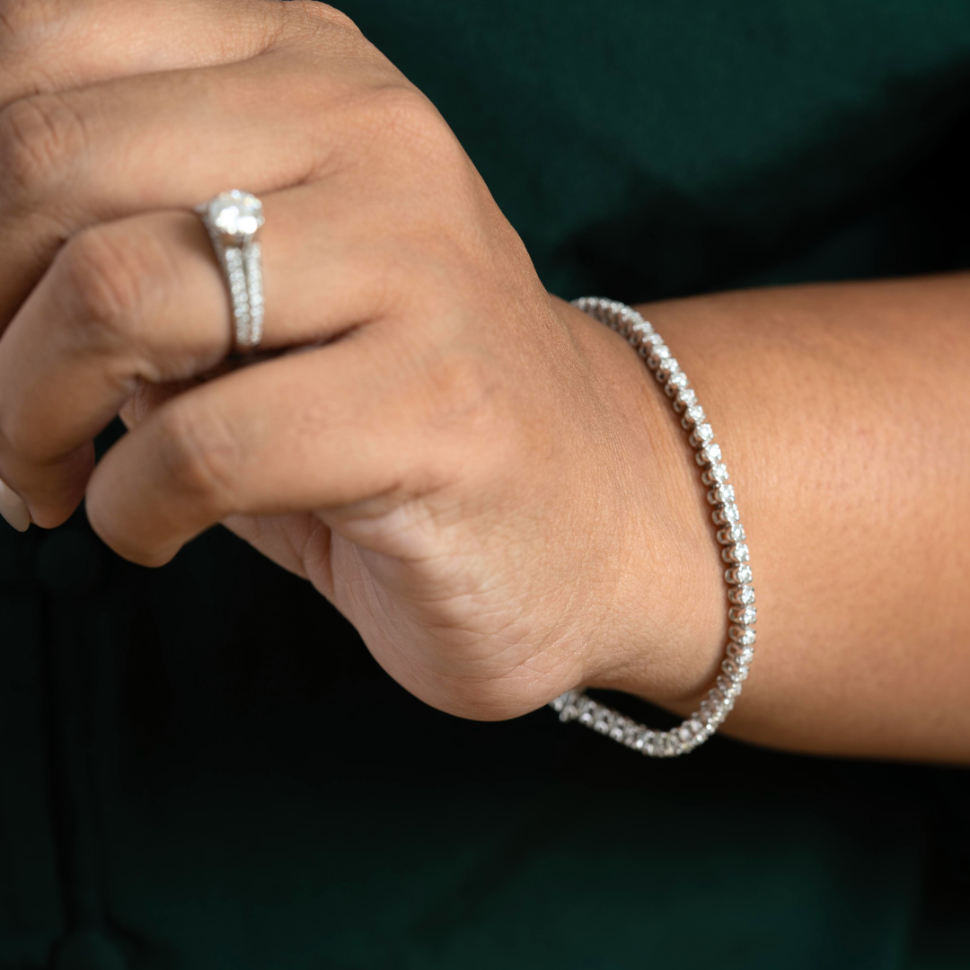 Cupcake Setting Bracelet (10 cents) in Moissanite and Lab Diamond by Vai Ra