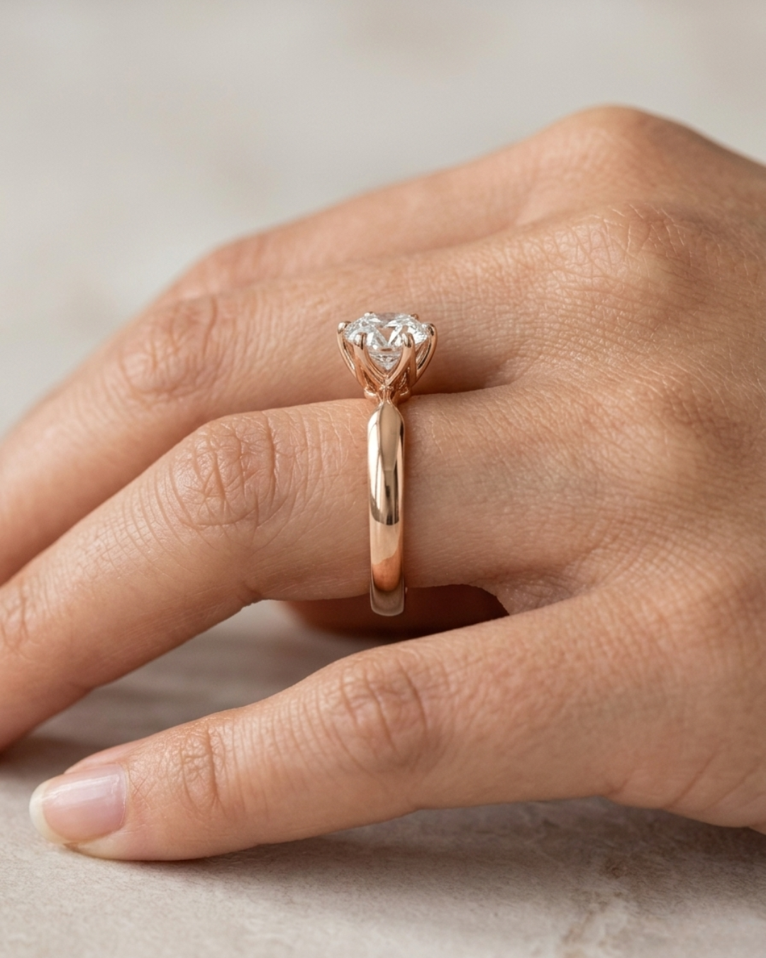 Safira Solitaire Ring 6 Prong in Gold with Lab diamond/Moissanite diamond