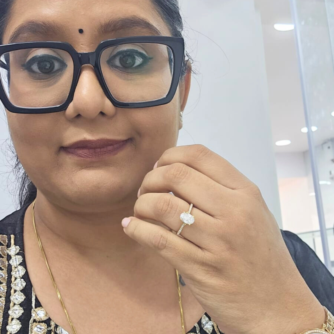 Mau Oval Solitaire Ring in Moissanite by Vai Ra
