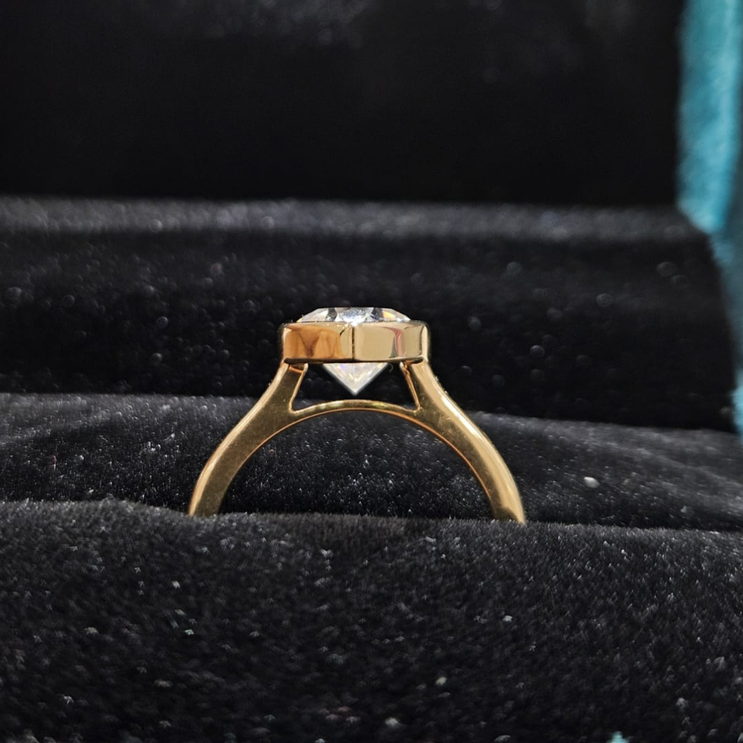 Tiva Heart Solitiare Ring in Moissanite and Diamond by Vai Ra