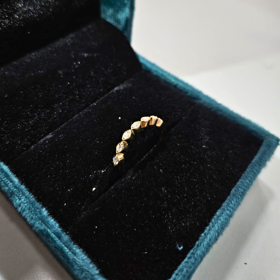 Wavy Band in Lab Diamond and Moissanite by Vai Ra