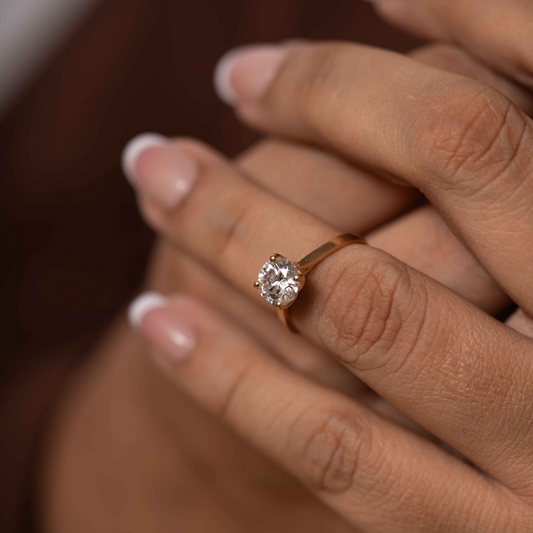 Amora Solitaire Ring with Tulip prong 1.4 CT in Moissanite and Lab Diamond by Vai Ra