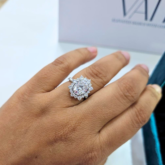 Miyabi Oval Ring 3.76 CT in Moissanite and LAb Diamond by Vai Ra