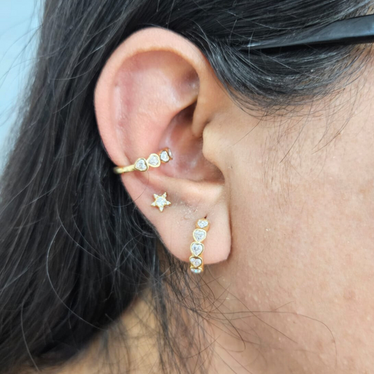 Celeste Heart Hoops in Gold and platinum, Lab diamond and Moissanite by Vai Ra