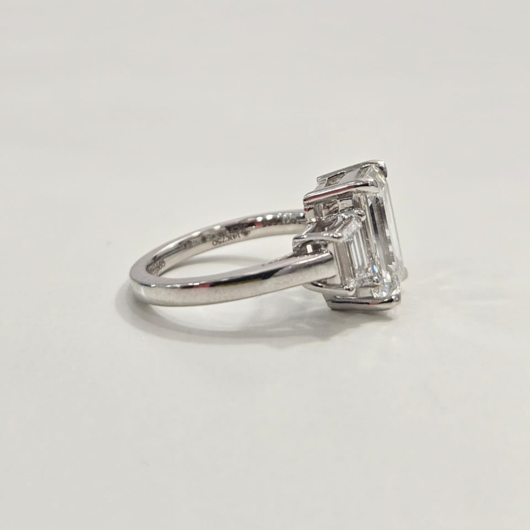 Trisa 5 CT Three Stone Engagement Ring in Moissanite & Lab Diamond by Vai Ra