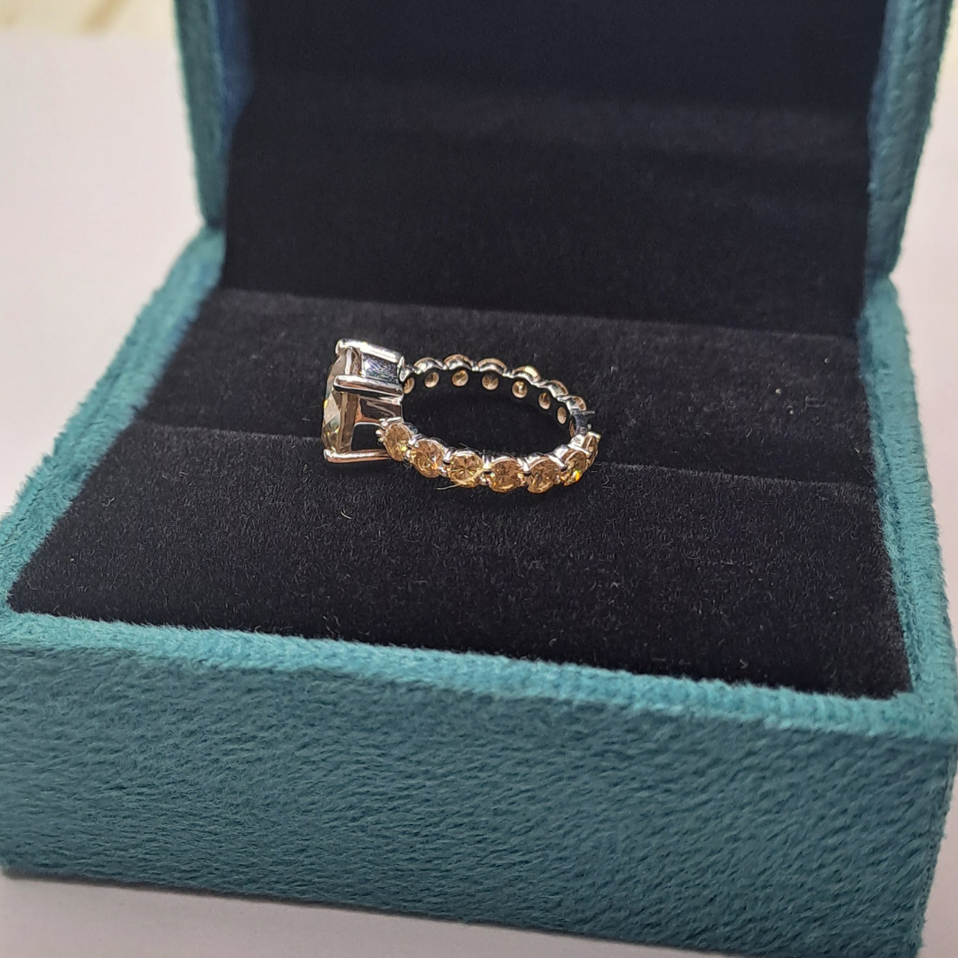 Jiva Yellow Diamond Halo Ring in Moissanite and Lab grown by Vai Ra