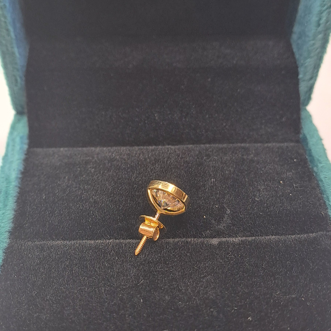 Men Solitaire Earring - Bezel Round (1.5CT)