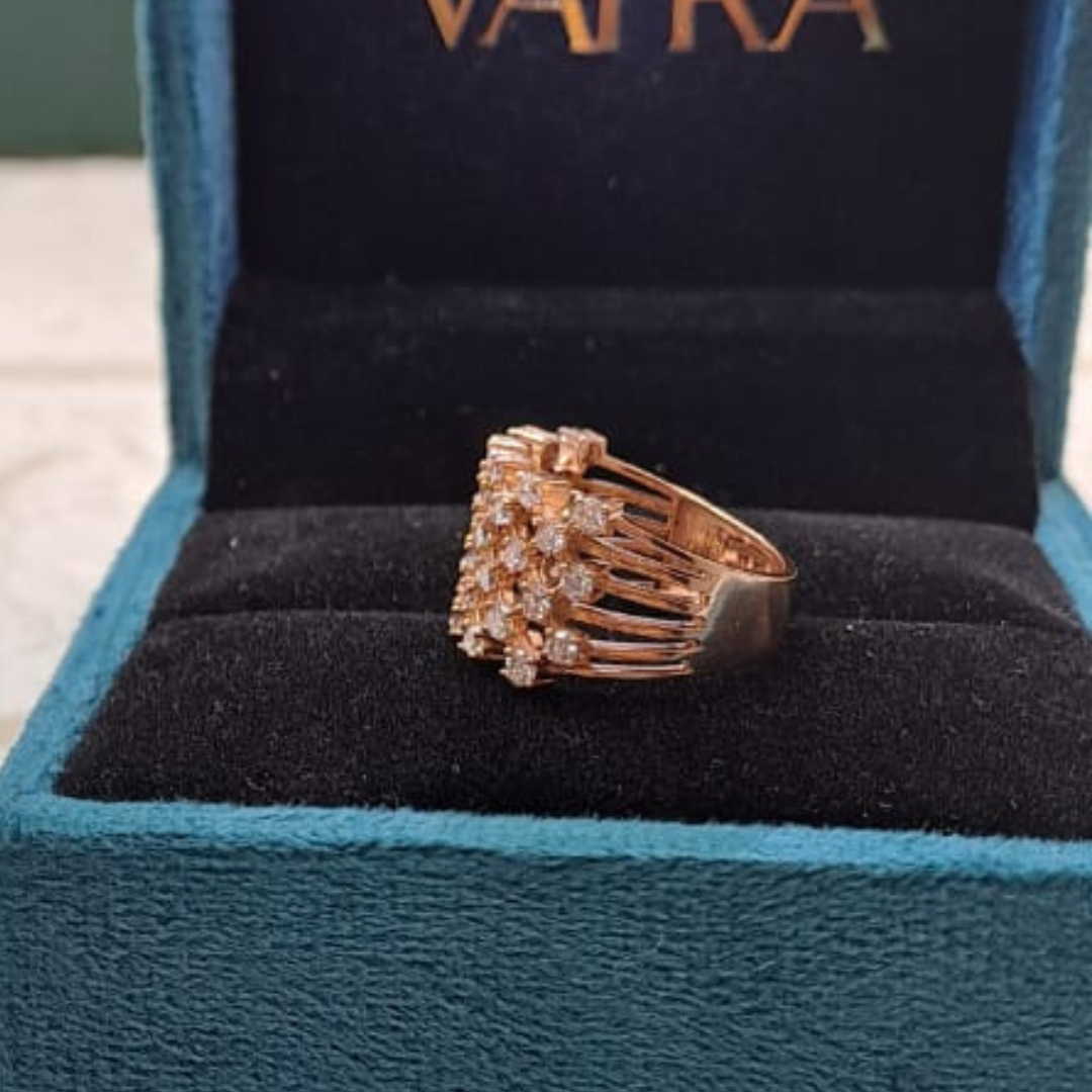 Mesh Knit Ring 1.2 CT in Diamond and Moissanite by Vai Ra