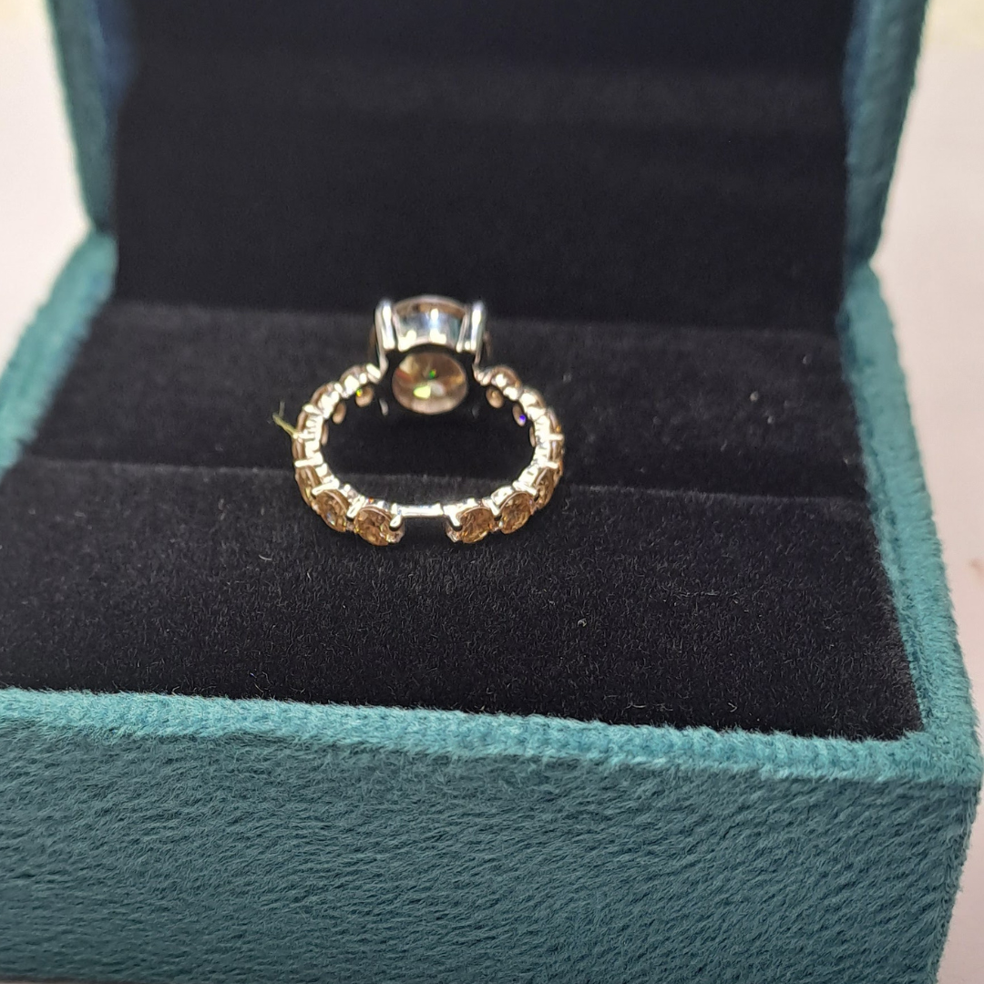 Jiva Yellow Diamond Halo Ring in Moissanite and Lab grown by Vai Ra