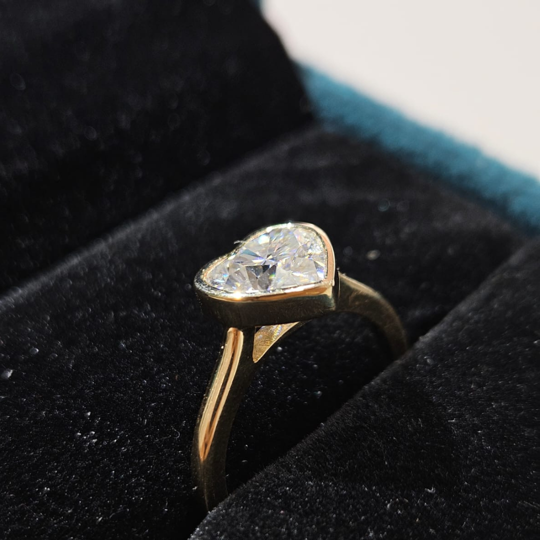 Tiva Heart Solitiare Ring in Moissanite and Diamond by Vai Ra