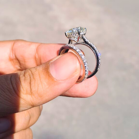 Eon Couple Ring Set in Diamond and Moissanite by Vai Ra