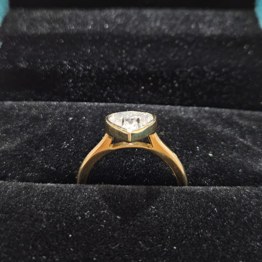 Tiva Heart Solitiare Ring in Moissanite and Diamond by Vai Ra