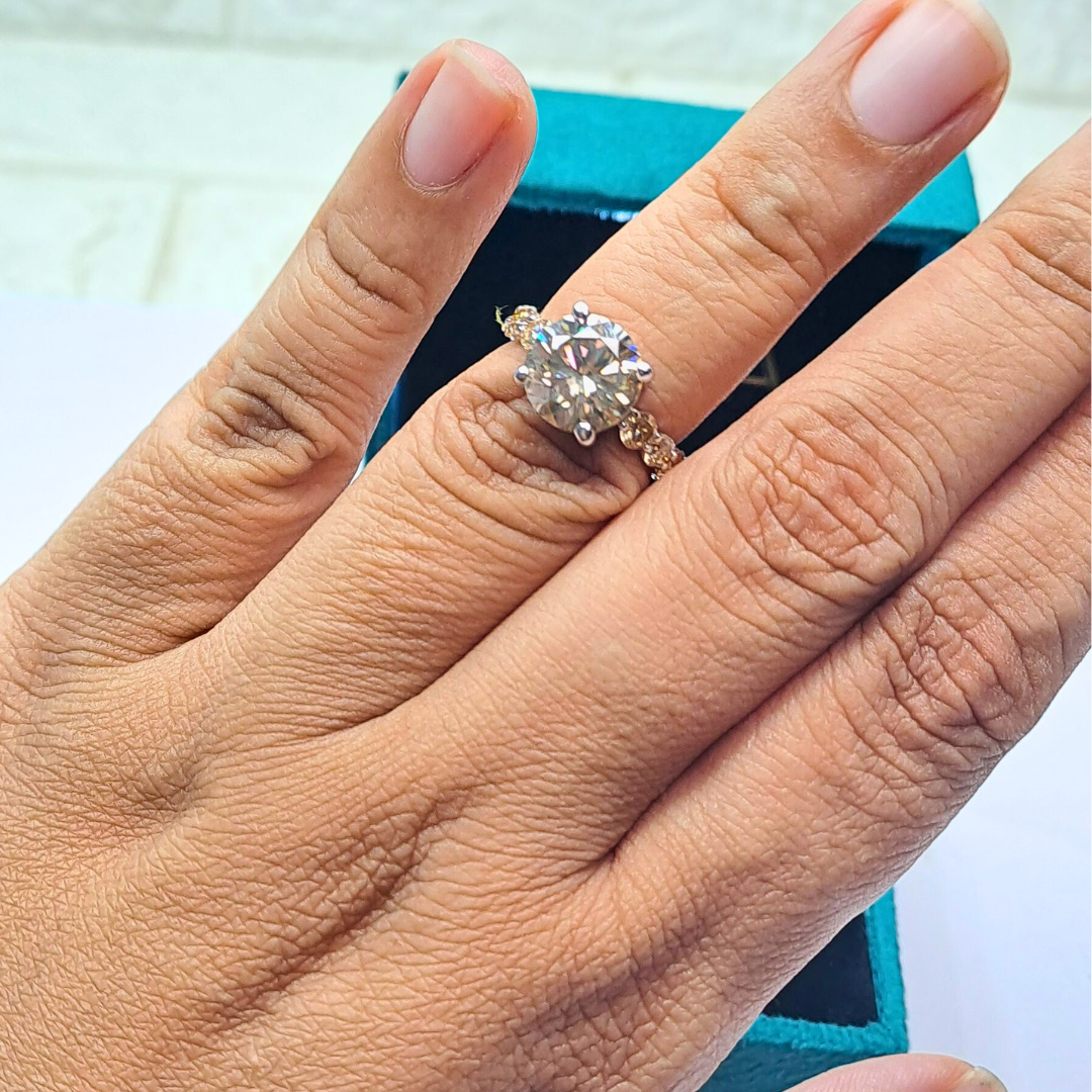 Jiva Yellow Diamond Halo Ring in Moissanite and Lab grown by Vai Ra