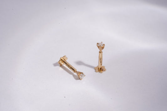 Tiny Round Stud 0.03ct Piercing Earring in Moissanite and Diamonds by Vai Ra