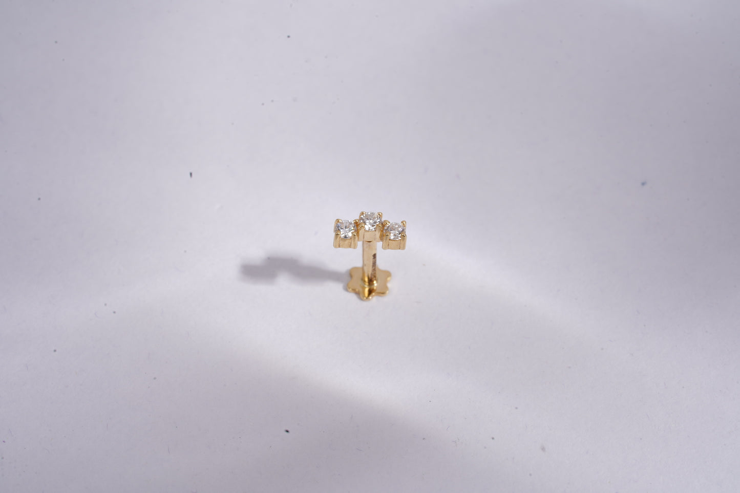 Three Round Prong Piercing Earrings