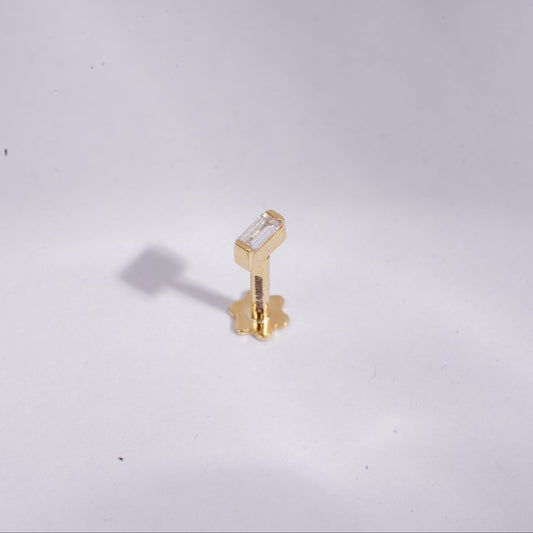 Baguette Bar Piercing by Vai Ra in Moissanite and Diamond