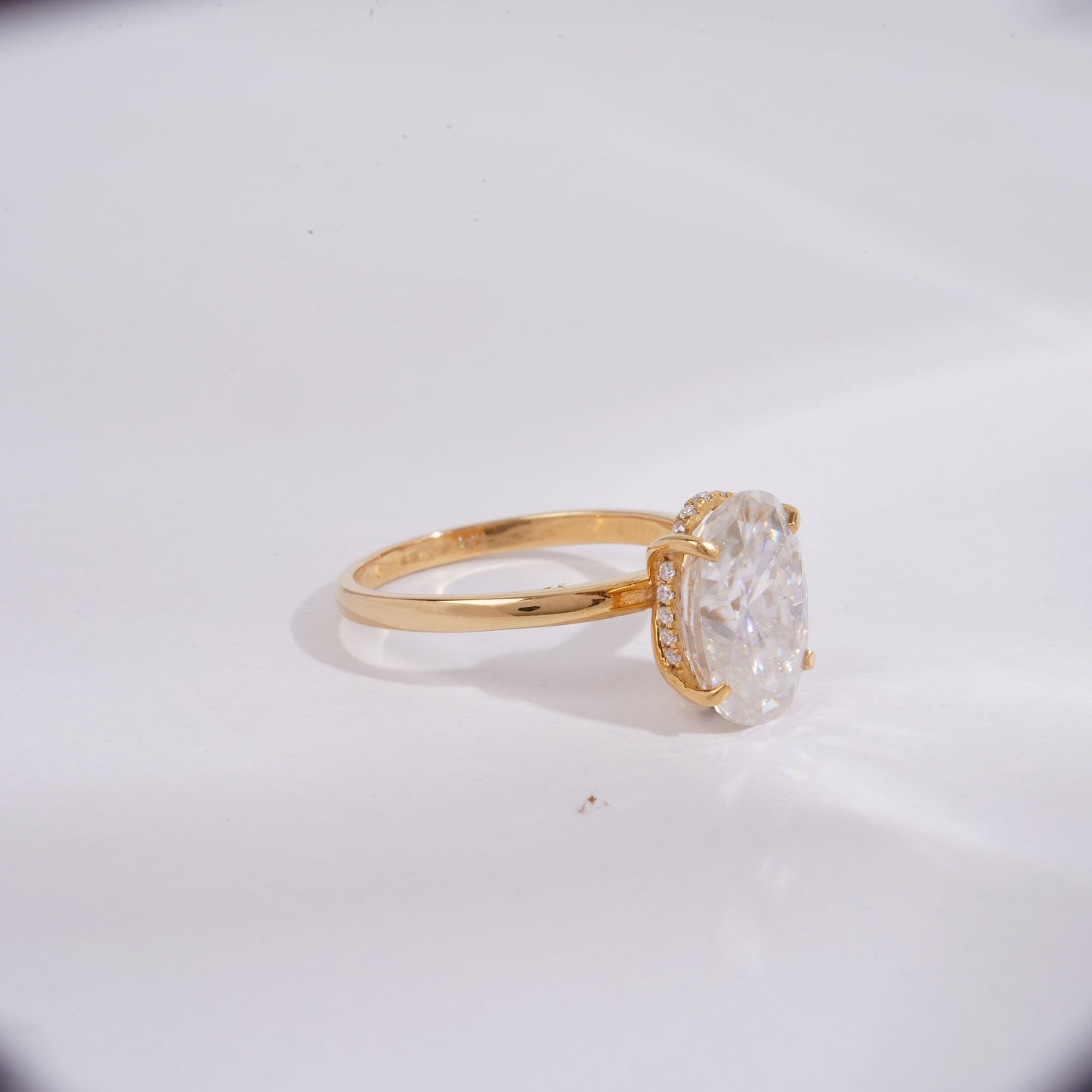 Isla Solitaire Ova ring in Moissanite and Diamond by Vai Ra
