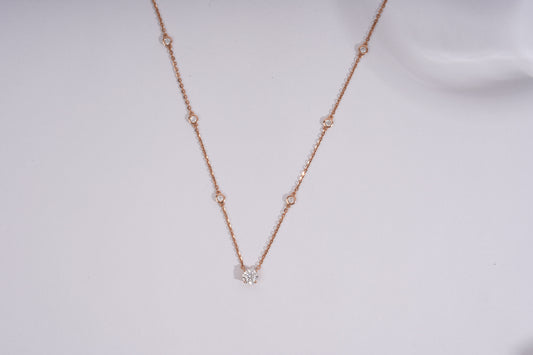 Solitaire 2.14 CT Station Pendant in 14KT Rose Gold