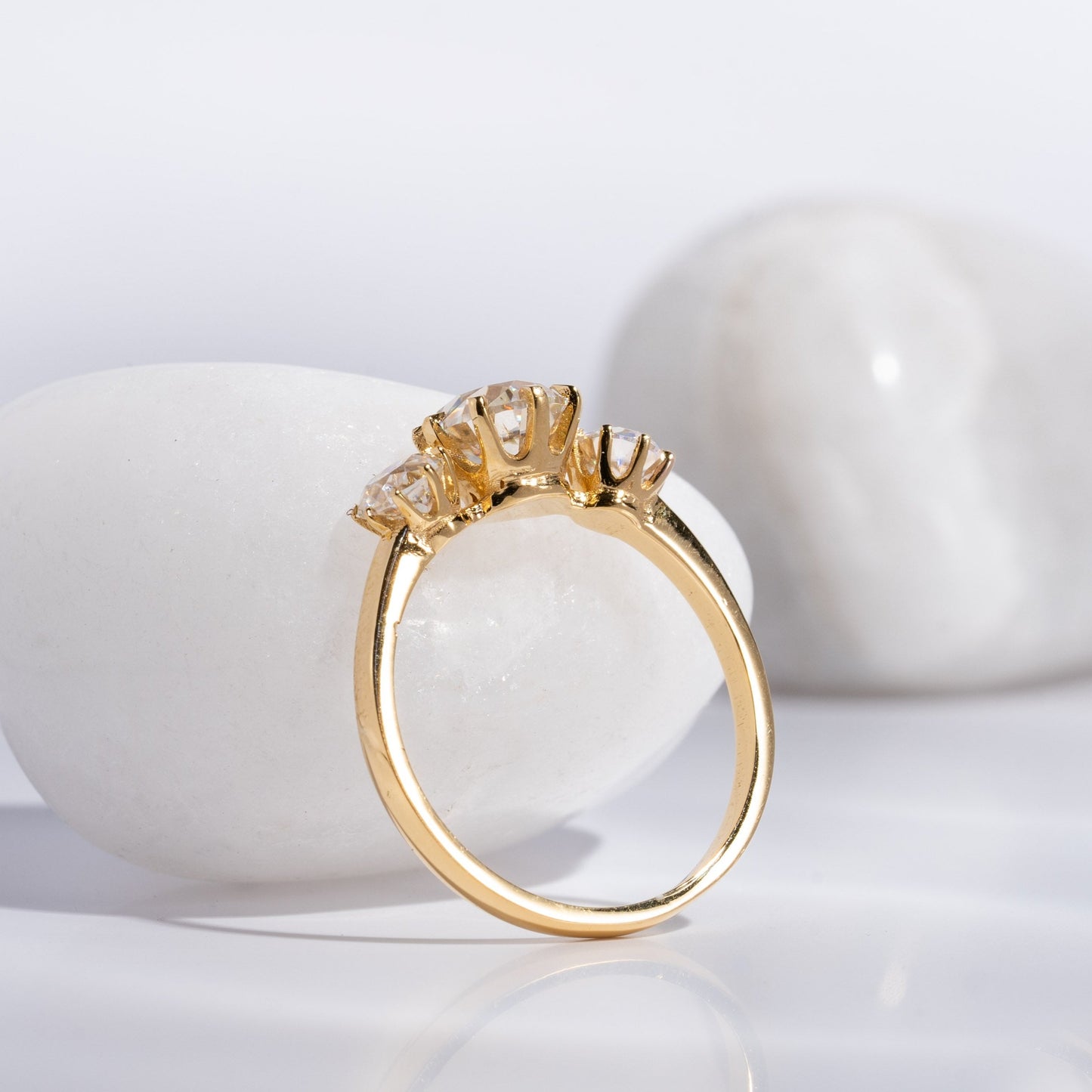 Adhira threestone Ring Moissanite lab diamond by Vai Ra
