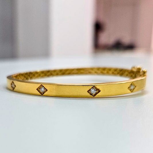 Anvika Four Stone Bangle in Lab diamond and moissanite by Vai Ra