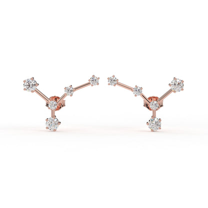 Cancer Constellation Ear rings Lab Diamond and Moissanite diamond