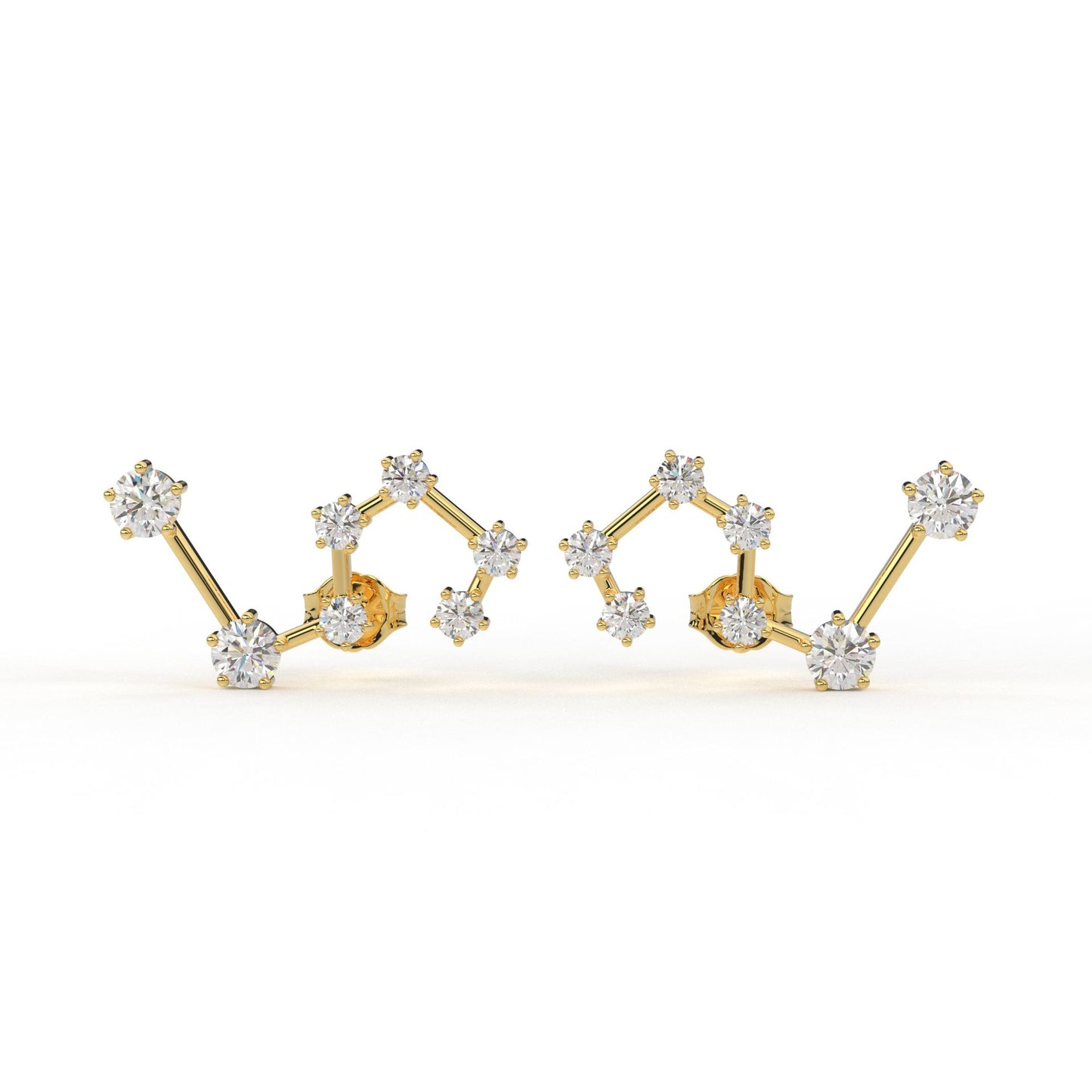 Leo Constellation Ear Rings- Lab diamond and Moissanite diamond