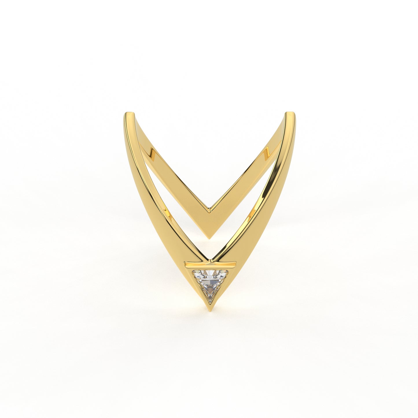 mostly sane v ring - diamond and moissanite vanki ring in gold