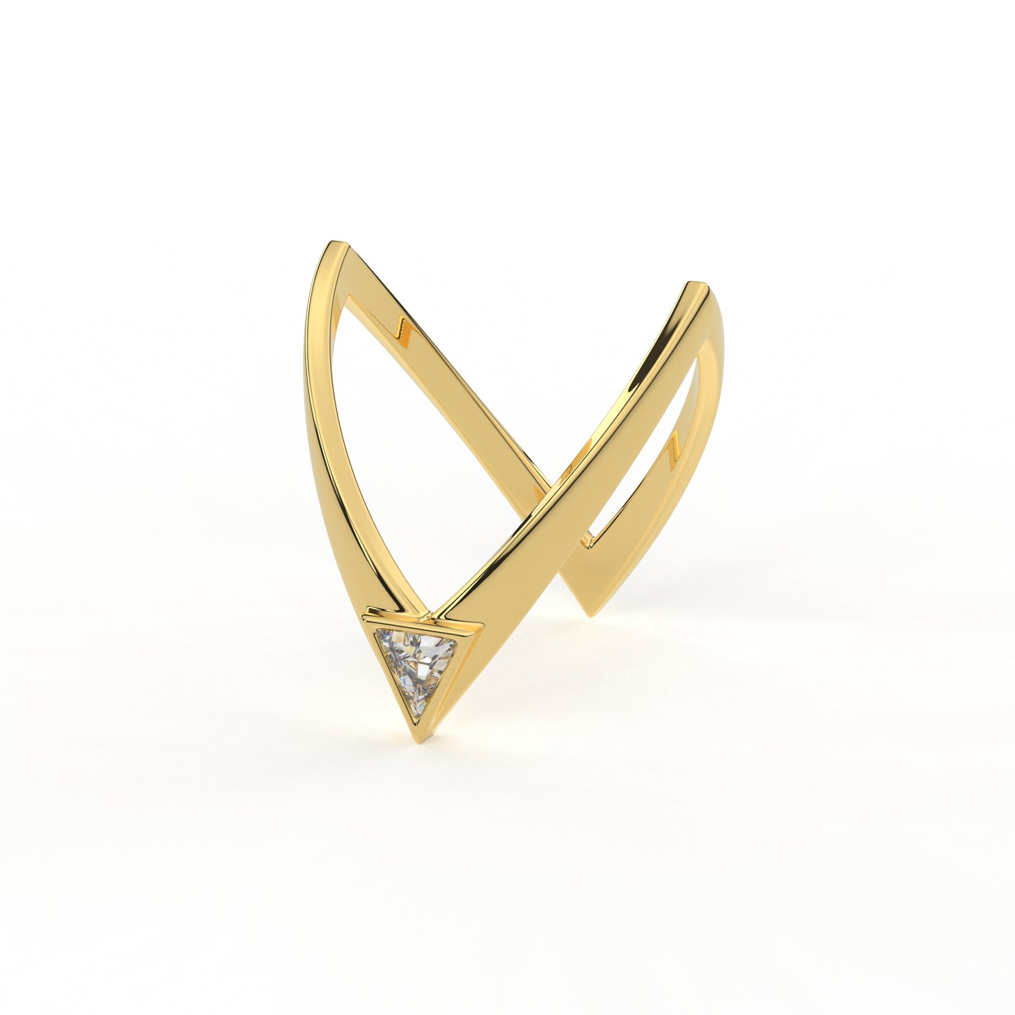 mostly sane v ring - diamond and moissanite vanki ring in gold