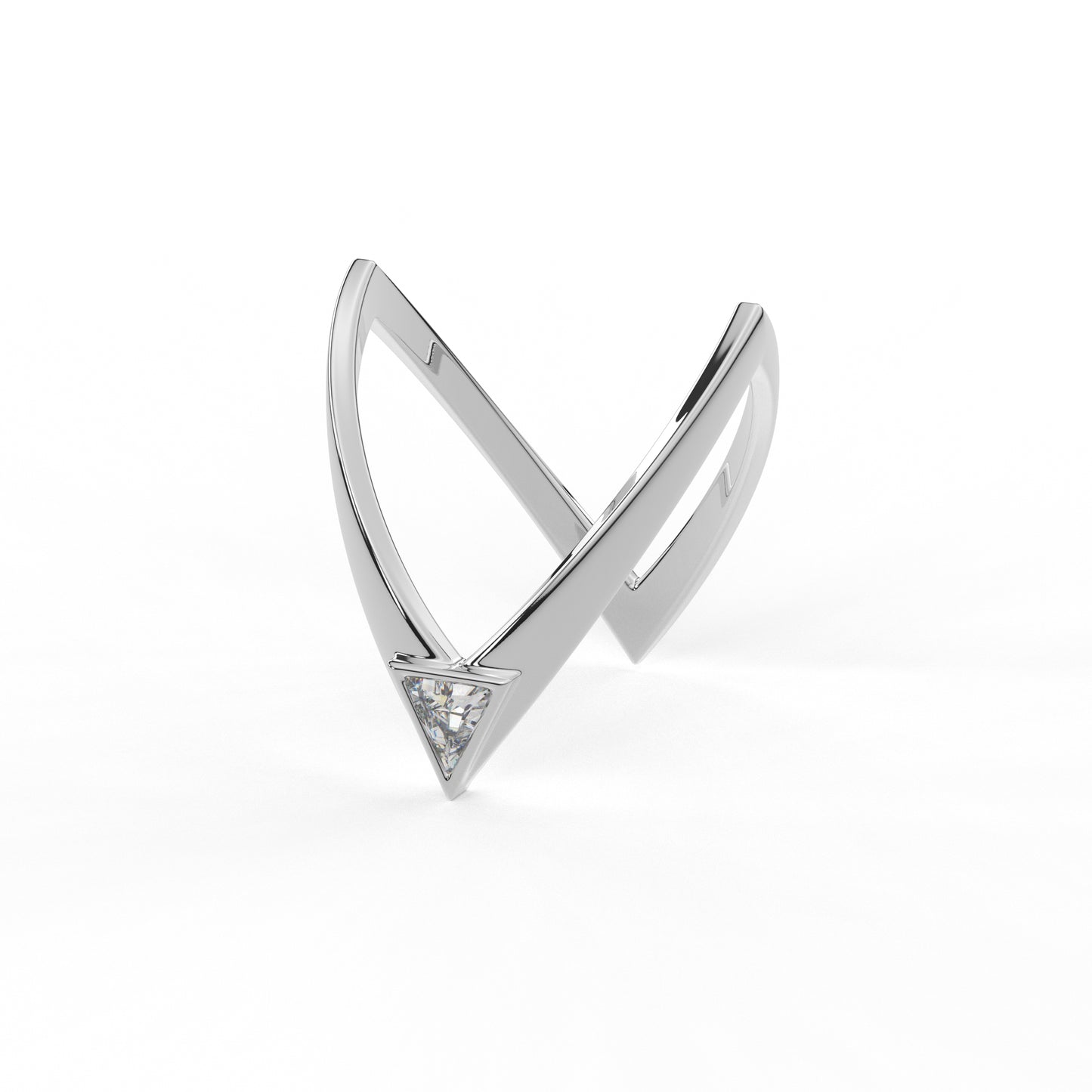 mostly sane v ring - diamond and moissanite vanki ring in gold