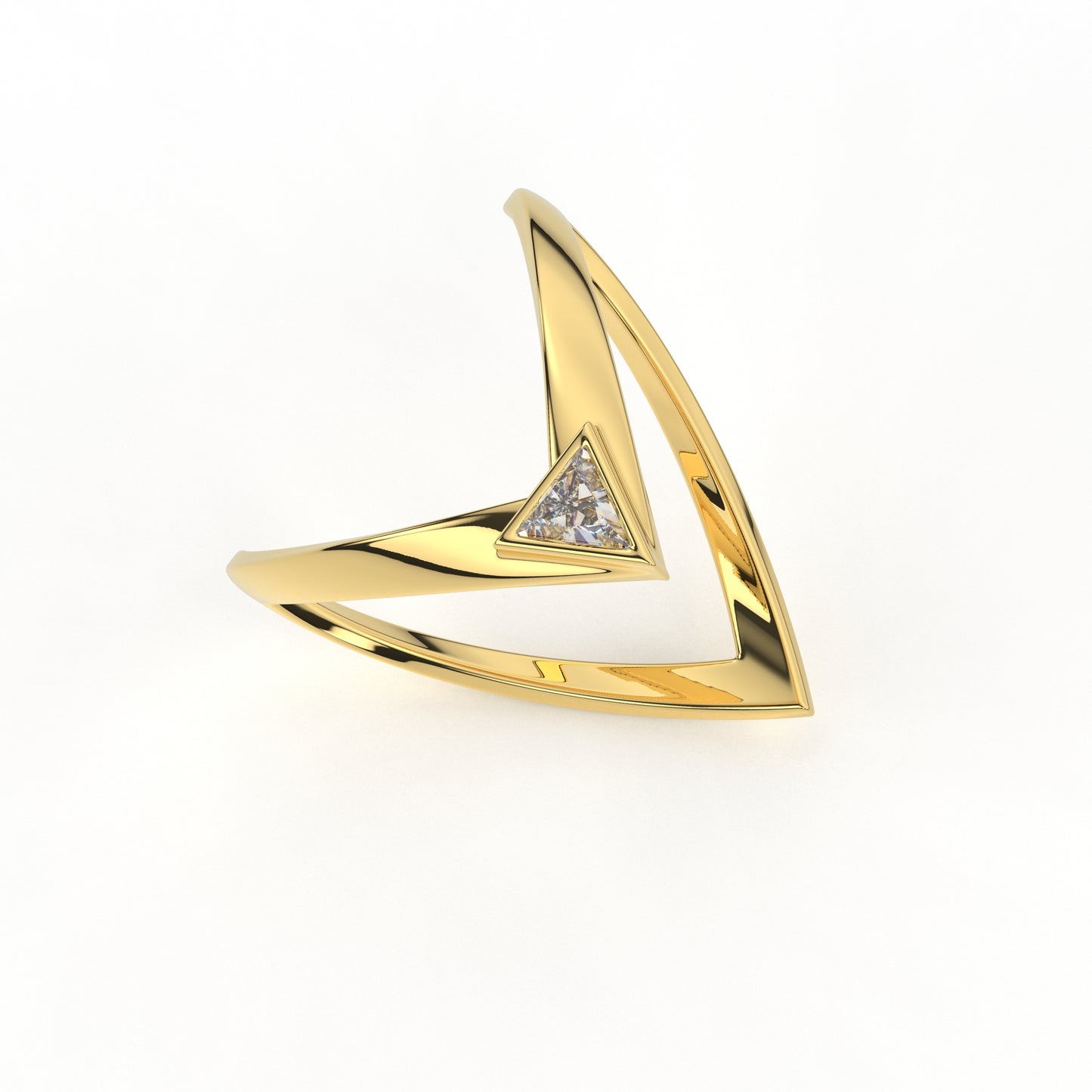 mostly sane v ring - diamond and moissanite vanki ring in gold