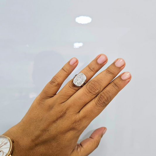 Cushion Statement Ring in Gold, Platinum and Moissanite By Vai Ra