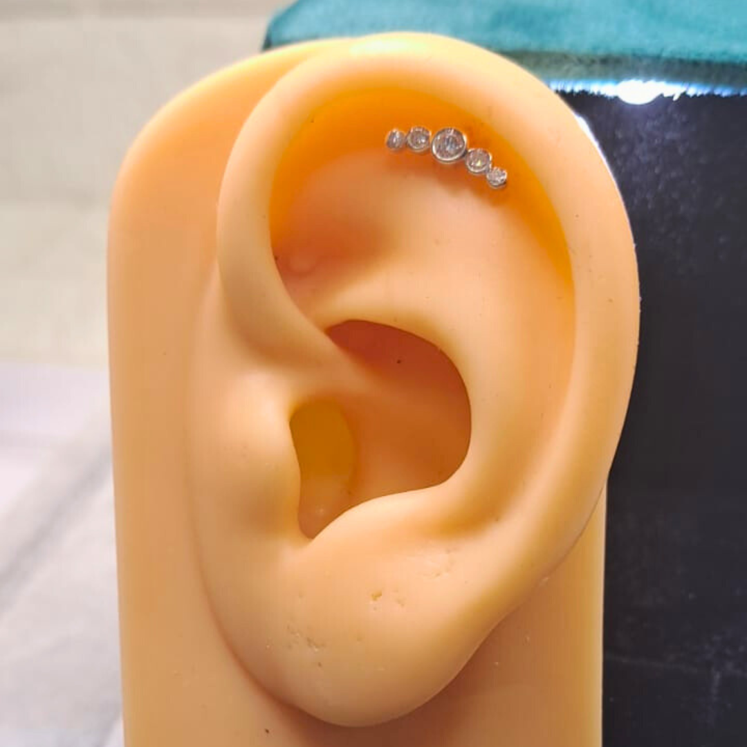 Five Stone Bezel Piercing Earrings