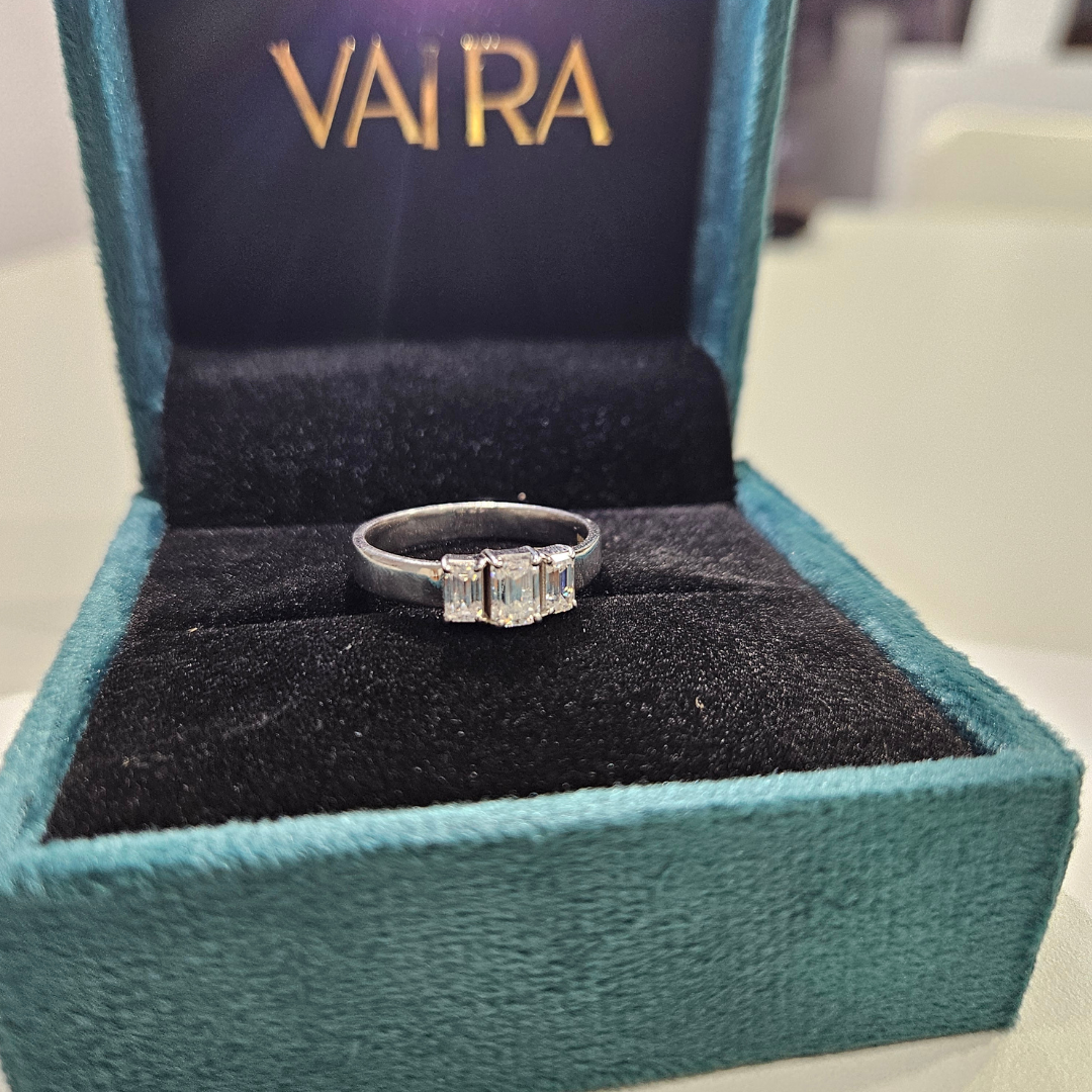 Krish threestone Men Ring in Lab diamond and moissanite by Vai Ra