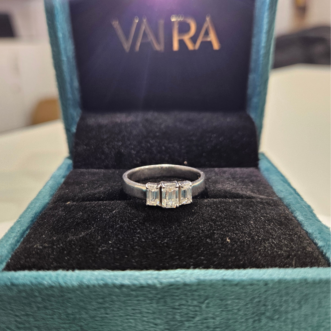 Krish threestone Men Ring in Lab diamond and moissanite by Vai Ra