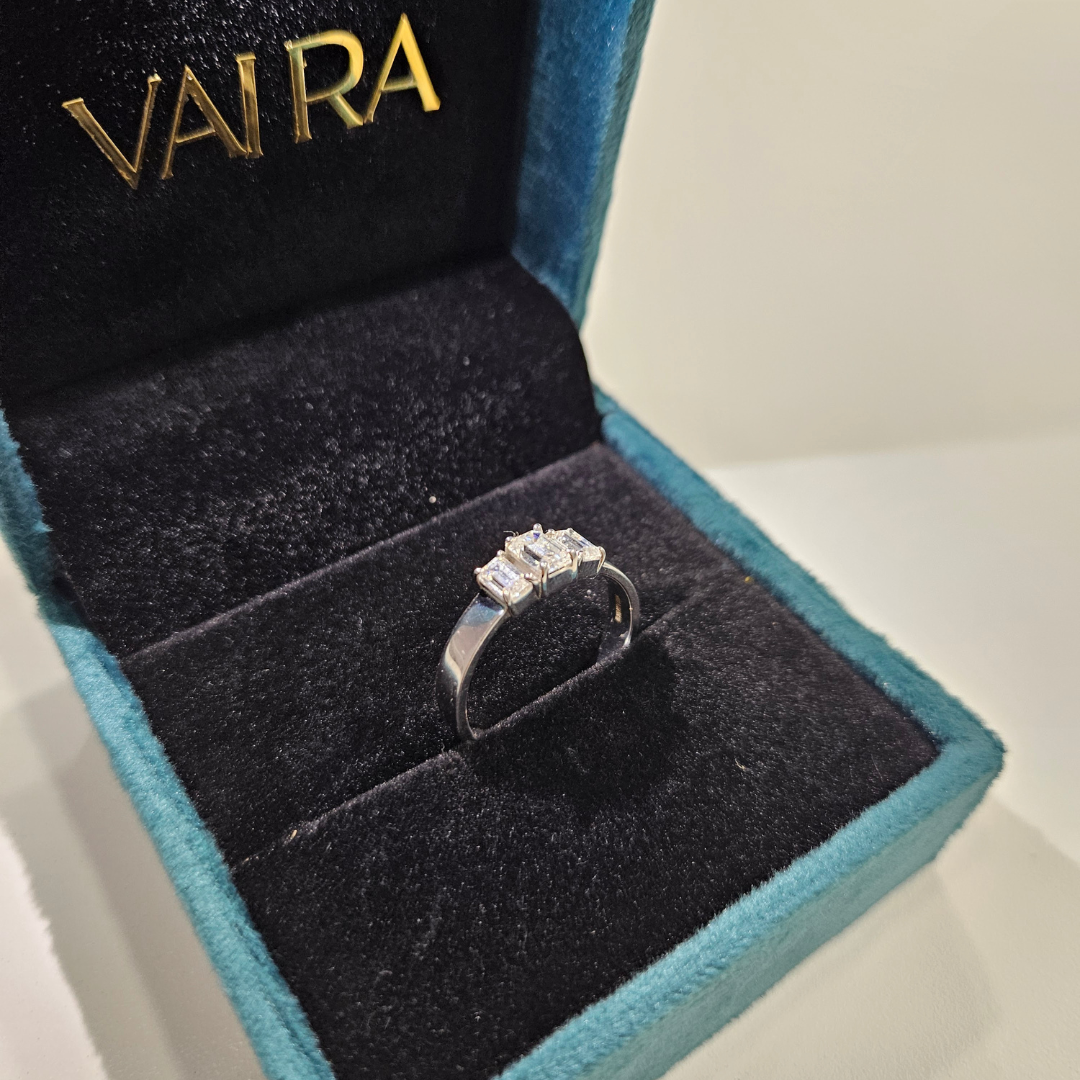 Krish threestone Men Ring in Lab diamond and moissanite by Vai Ra