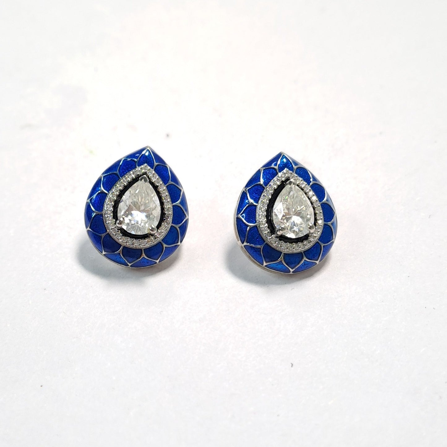 Meenakari Gunita Studs in Moissanite by Vai Ra