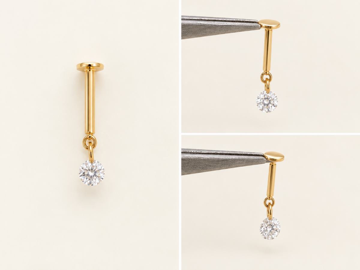 Round Brilliant Moissanite Bugadi - Helix Piercing Earring