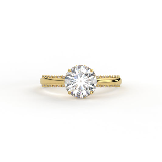 Veda Solitaire Engagement Ring in Lab Diamond and Moissanite by Vai Ra
