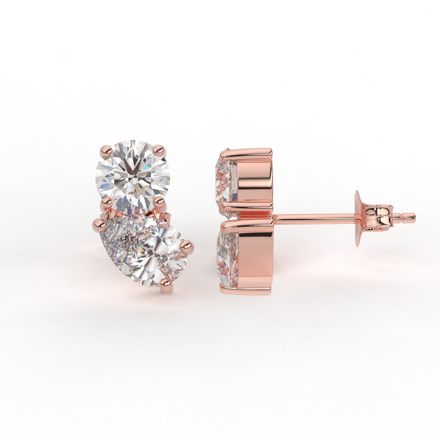 Toi Et Moi Ear Rings in Moissanite and Lab diamond by Vai Ra