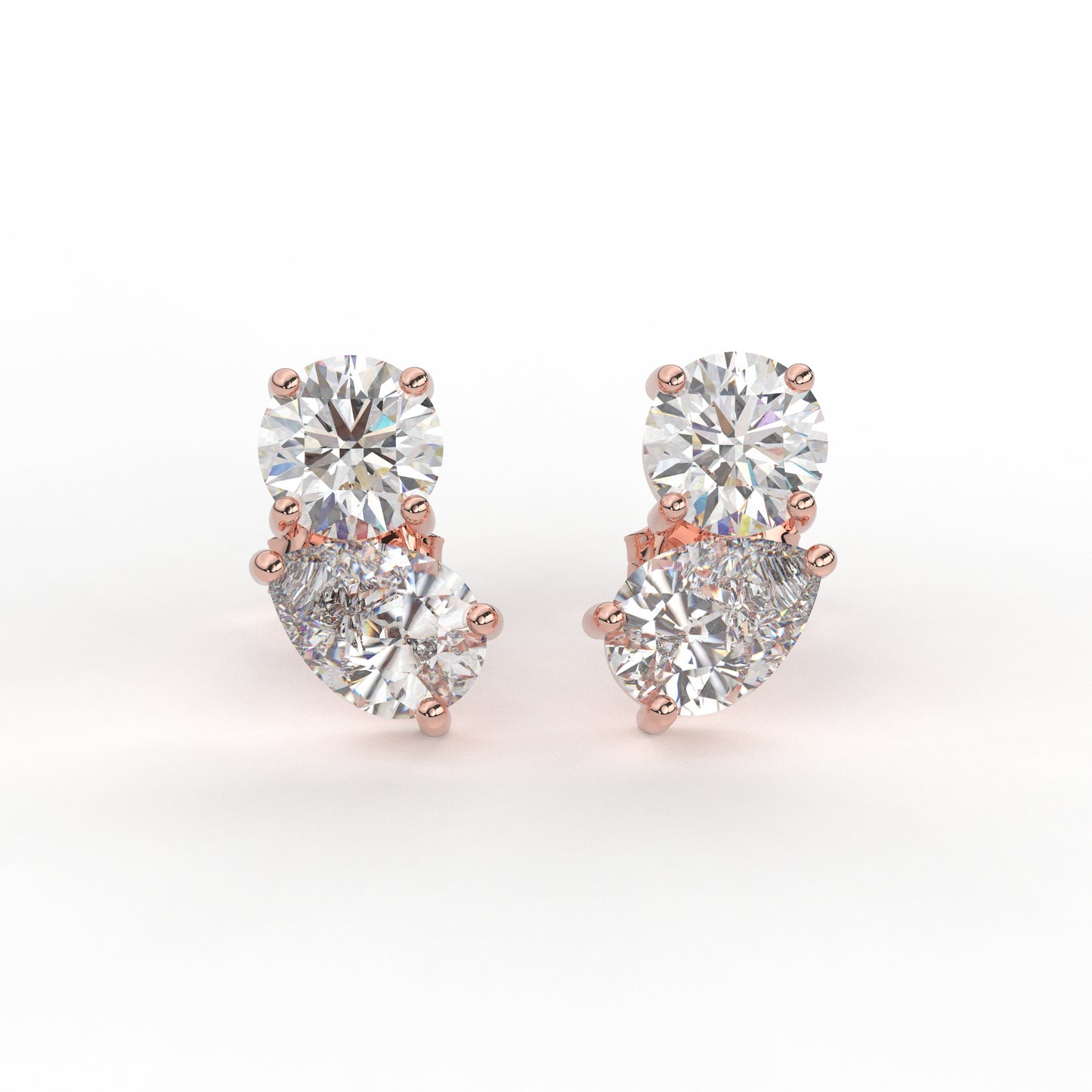 Toi Et Moi Ear Rings in Moissanite and Lab diamond by Vai Ra