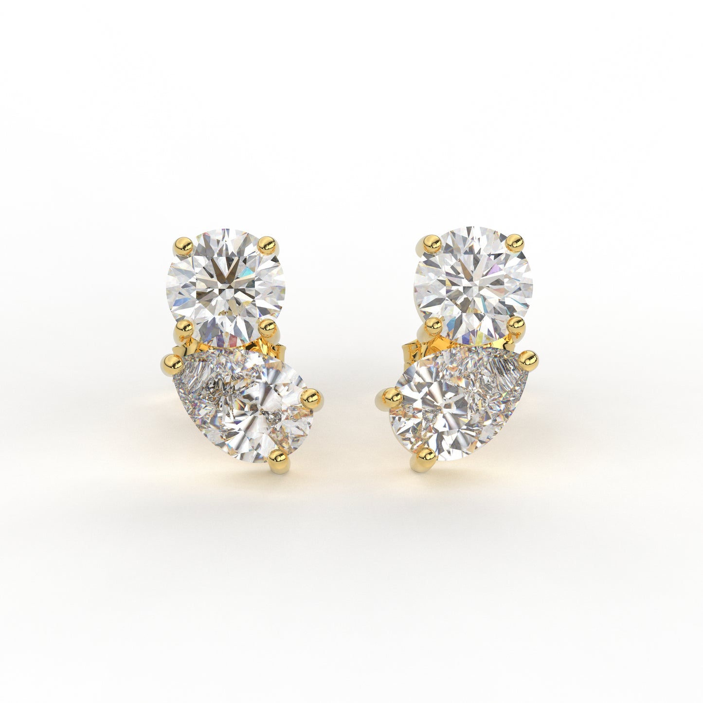 Toi Et Moi Ear Rings in Moissanite and Lab diamond by Vai Ra