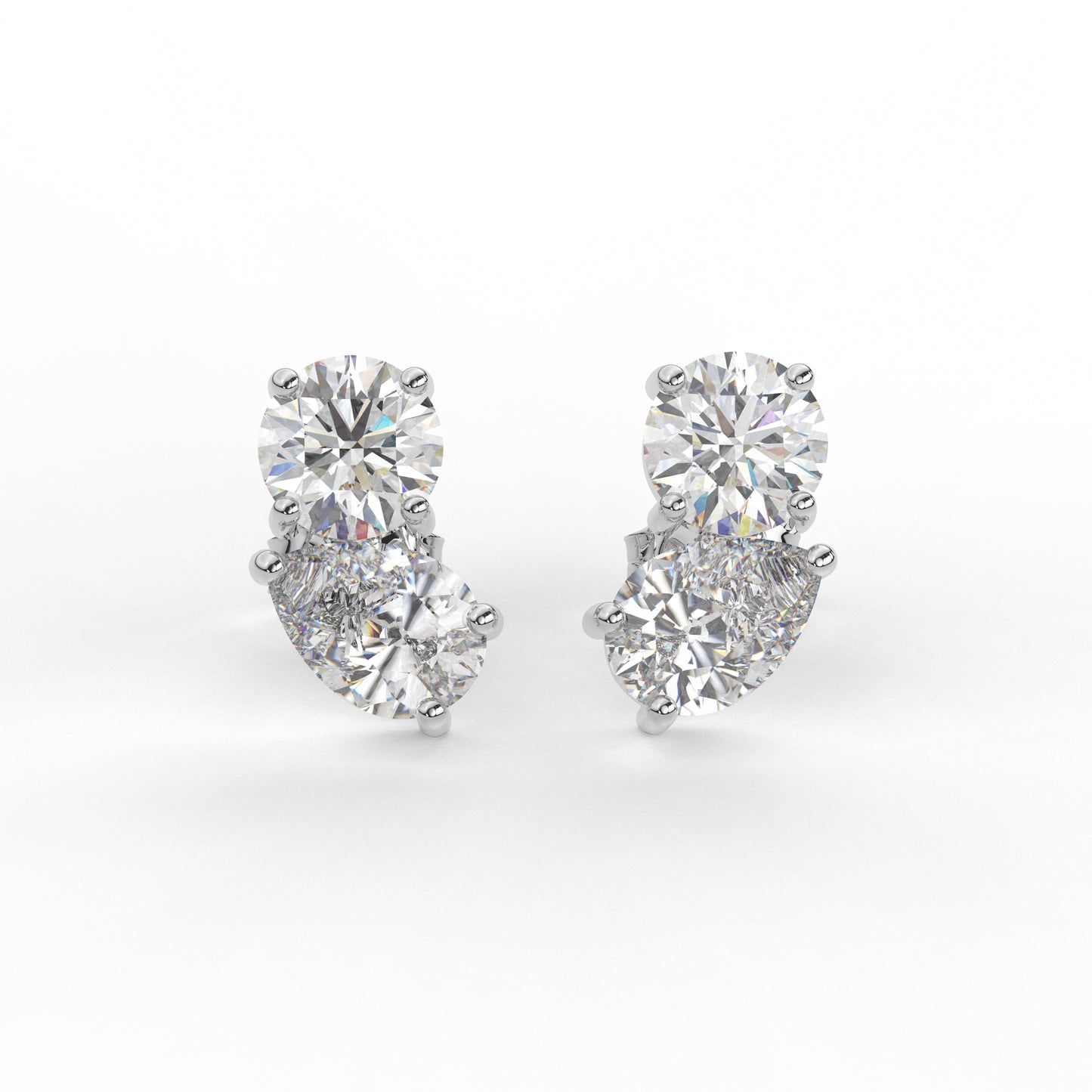 Toi Et Moi Ear Rings in Moissanite and Lab diamond by Vai Ra